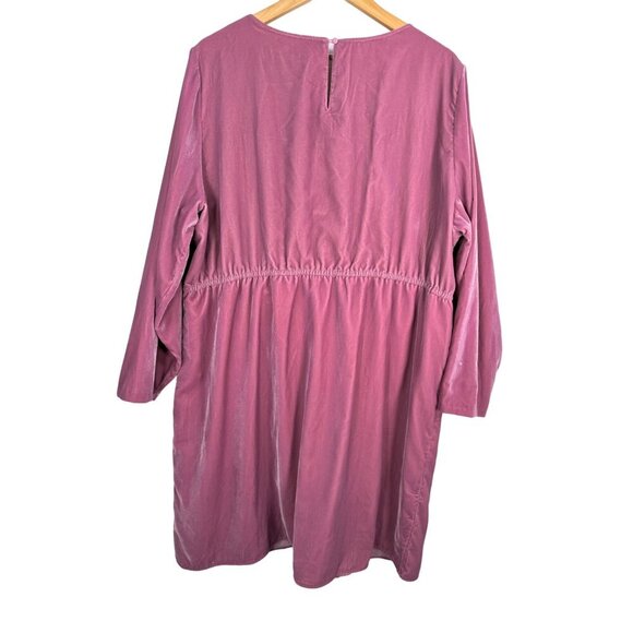 J.Crew Velvet Tulip-Hem Dress Long Sleeve Scoop Neck Guava Berry Pink Size 22 - Picture 4 of 12